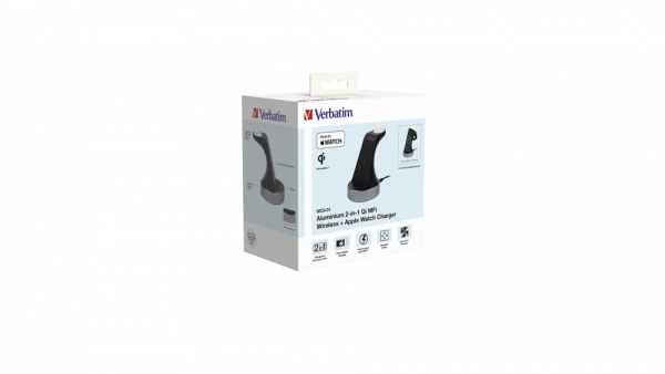 VERBATIM Bezdrátová nabíječka 2v1 Qi MFi pro Apple Watch WCS-01