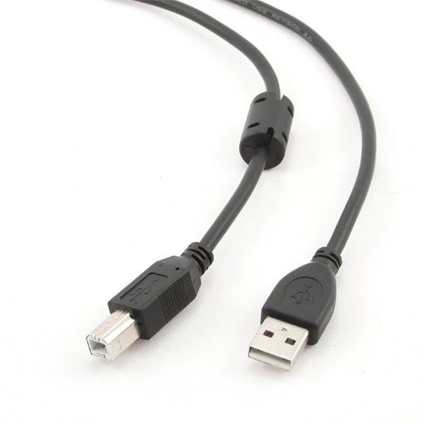 GEMBIRD Kabel USB 2.0 A-B propojovací 1,8m Premium (černý, ferit, zlacené kontakty)