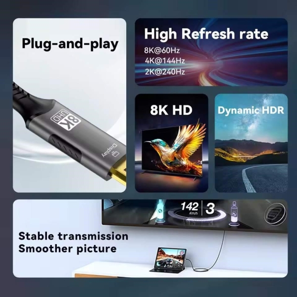 PremiumCord kabel USB-C na DisplayPort DP1.4   8K@60Hz a 4k@120Hz  2m