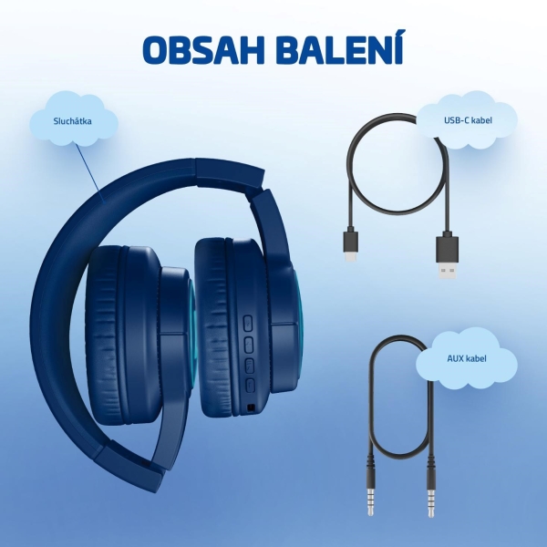 LAMAX GlowKid1 - dětská náhlavní sluchátka - blue