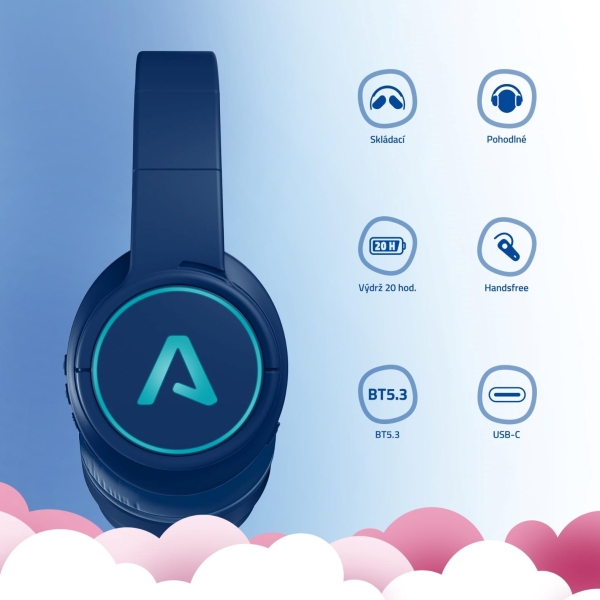 LAMAX GlowKid1 - dětská náhlavní sluchátka - blue