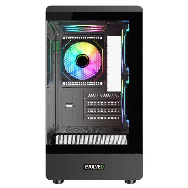 EVOLVEO Ursus, skříň mATX, 6x ARGB ventilátor 120mm, skleněná bočnice + přední panel