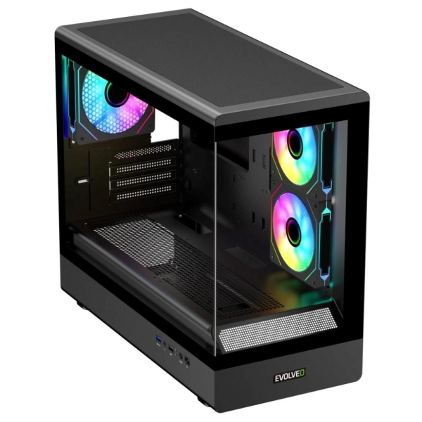 EVOLVEO Ursus, skříň mATX, 6x ARGB ventilátor 120mm, skleněná bočnice + přední panel