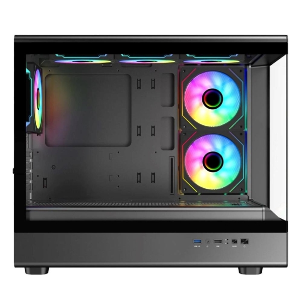 EVOLVEO Ursus, skříň mATX, 6x ARGB ventilátor 120mm, skleněná bočnice + přední panel