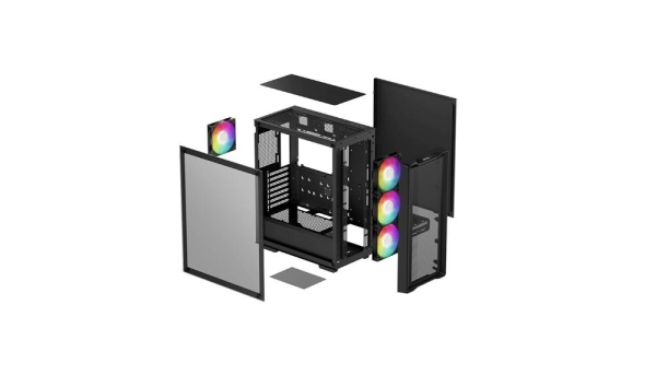 DEEPCOOL Case CC560 MESH V2, ATX, ARGB, Průhledná bočnice, 4x120mm ventilátor, černá