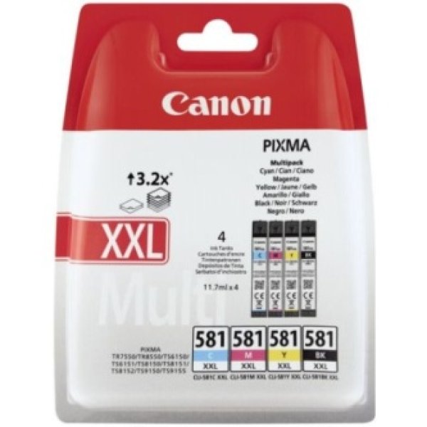 Canon CARTRIDGE CLI-581XXL C/M/Y/BK MULTI-PACK SEC pro PIXMA TS515x, TS615x, TS815x, TS915x, TR7550, TR8550