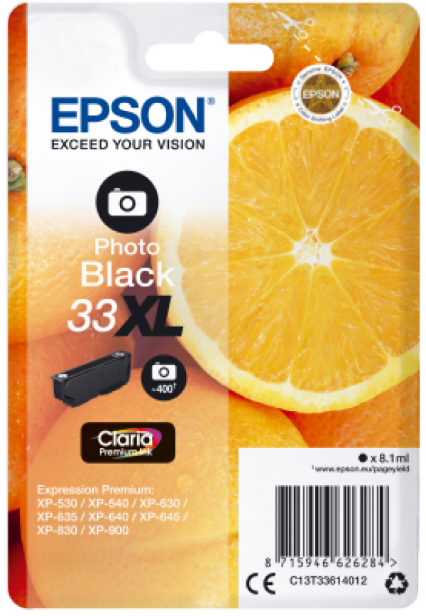 Náplň EPSON C13T33614012, T33XL foto černá (8,1 ml)