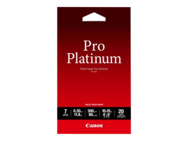 Canon Photo Paper Pro Platinum - 100 x 150 mm - 300 g/m2 - 20 listy fotografický papír - pro PIXMA iP3600, MP240, MP480, MP620, MP980