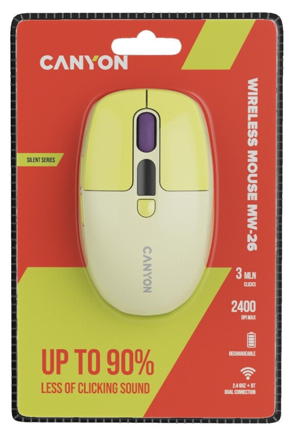 CANYON mouse MW-26 LCD Silent Dual Mode Wireless Yellow