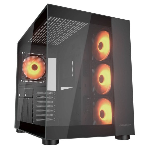 COUGAR PC skříň FV150 RGB Black Mid tower Dual-Chamber ATX glass, 4x 120mm ARGB fans