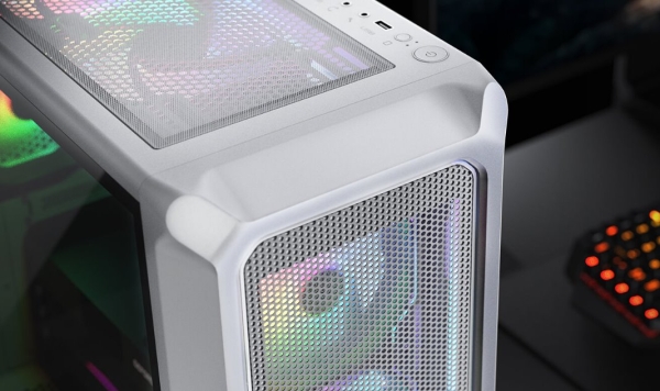 COUGAR PC skříň ARCHON 2 Mesh RGB White Mid Tower Mesh Front Panel 3 x ARGB Fans 3mm TG Left Panel