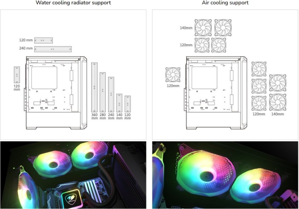 COUGAR PC skříň ARCHON 2 Mesh RGB White Mid Tower Mesh Front Panel 3 x ARGB Fans 3mm TG Left Panel
