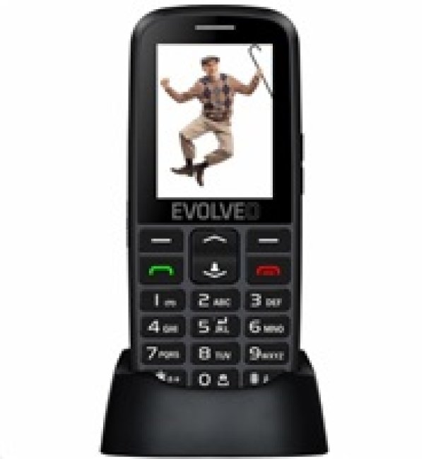 EVOLVEO EasyPhone EG, mobilní telefon pro seniory s nabíjecím stojánkem (černá barva)