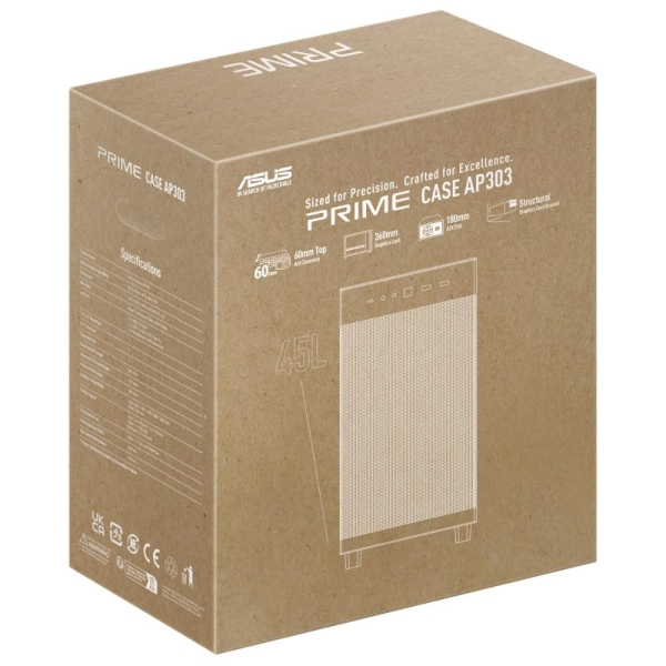 ASUS case PRIME AP303 MESH WHITE, ATX, 1x120mm, bílá