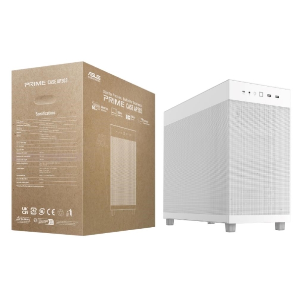 ASUS case PRIME AP303 MESH WHITE, ATX, 1x120mm, bílá