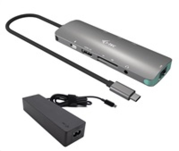 i-tec USB-C Metal Nano Docking Station 4K HDMI LAN, Power Delivery 100 W + Charger 100W (bundle)