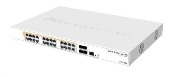 MikroTik Cloud Router Switch CRS328-24P-4S+RM, 800MHz CPU,512MB RAM, 24xLAN, 4xSFP+ slot, vč. L5
