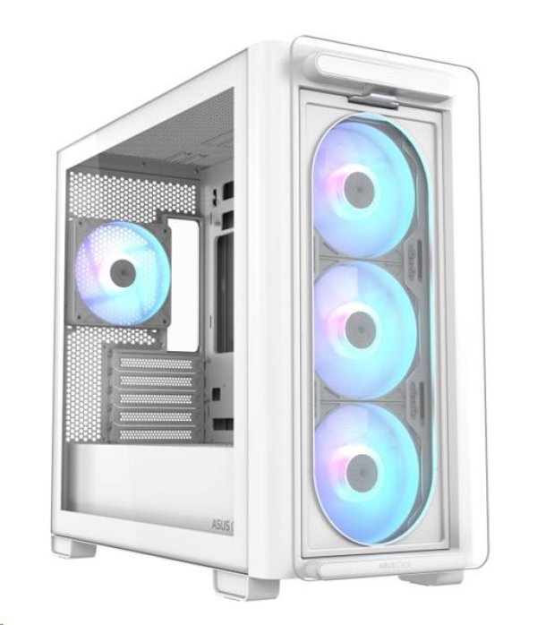 ASUS case A23 PLUS TG ARGB, Mini Tower, průhledná bočnice, 4x120mm ARGB Fan, bílá