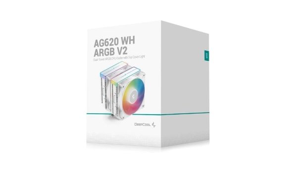 DEEPCOOL CPU Chladič AG620 WH ARGB V2, 2x120mm, LGA1851, AM5, bílá