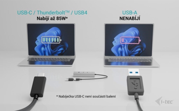 i-tec Universal Charging Metal HUB 2x USB-C + 2x USB-A Port, PD 85W