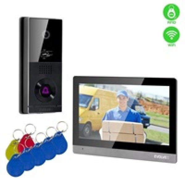 EVOLVEO DoorPhone AHD10, Sada domácího WiFi videotelefonu s ovládáním dveří a RFID, černo stříbrný 1