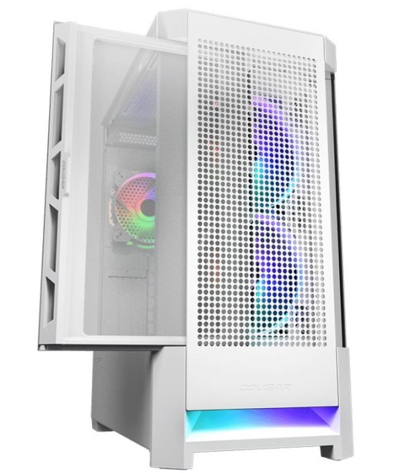 COUGAR PC skříň AIRFACE RGB White Mid Tower Mesh Front Panel 2 x 140mm ARGB Fans 1x 120mm ARGB Fan TG Le