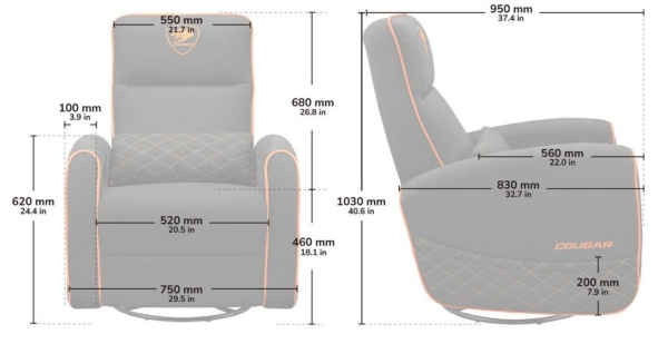 COUGAR herní křeslo FIDOM Orange/Gray