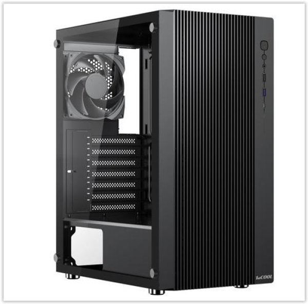 1stCOOL skříň GAMER 4, Mid tower, AU, USB 3.0, USB-C, 2x120mm, průhledná bočnice, bez zdroje, černá