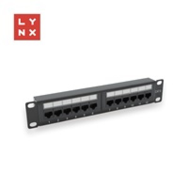 LYNX 10" patch panel 12-port, UTP Cat6, 50µ, nestíněný, černý?v=1755466814
