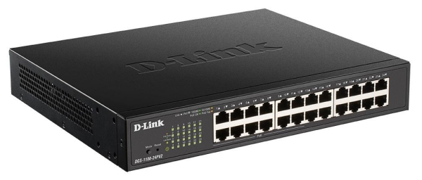 D-Link DGS-1100-24PV2 24-Port PoE Gigabit Smart Managed Switch, 12x PoE, PoE budget 100W, fanless