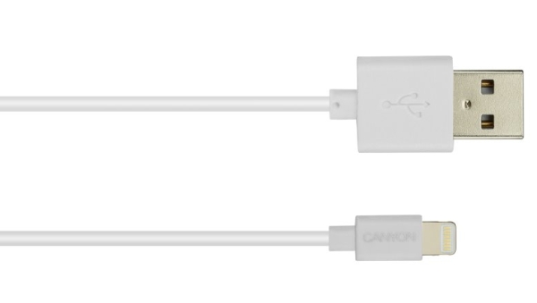 CANYON nabíjecí kabel Lightning MFI-1, kompaktní, Apple certifikát, délka 1m, bílá