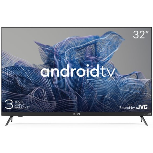 KIVI - 32', HD, Google Android TV, Black, 1366x768, 60 Hz, Sound by JVC, 2x8W, 33 kWh/1000h , BT5, HDMI ports 3,
