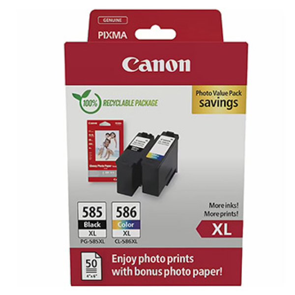 Canon Cartridge PG-585XL/CL-586XL černá/barevná + Canon PAPÍR GP-501 4X6 50