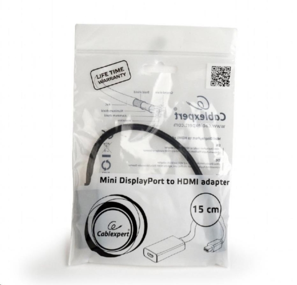 GEMBIRD Kabel red. miniDisplayport na HDMI, M/F, černá