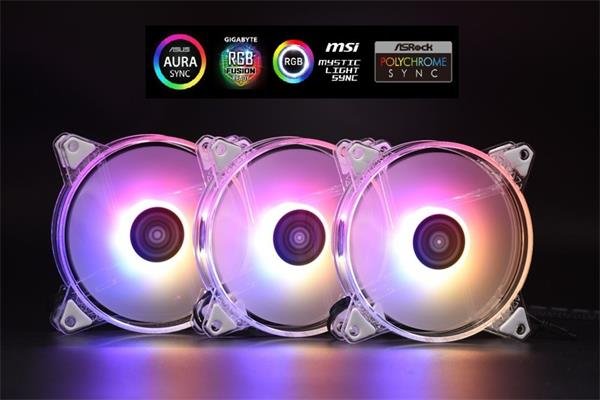 1stCOOL KIT AURA EVO CRYSTAL ARGB 3x Crystal White ventilátor + ARGB Nano řadič