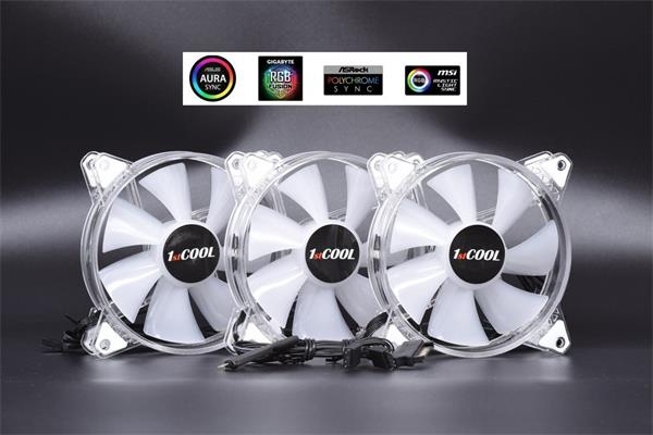 1stCOOL KIT AURA EVO CRYSTAL ARGB 3x Crystal White ventilátor + ARGB Nano řadič
