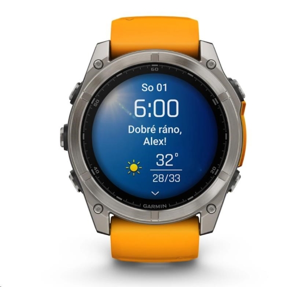 Garmin - fenix® 8 – 51 mm, AMOLED Sapphire, Titanium s Orange/Graphite silikonovým řemínkem, EU
