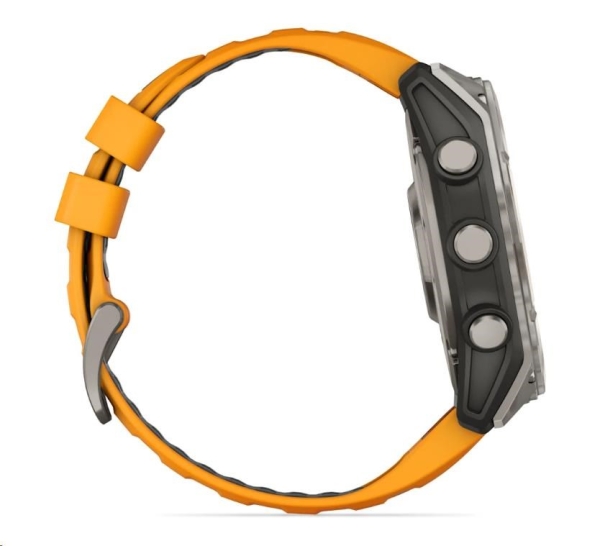 Garmin - fenix® 8 – 51 mm, AMOLED Sapphire, Titanium s Orange/Graphite silikonovým řemínkem, EU