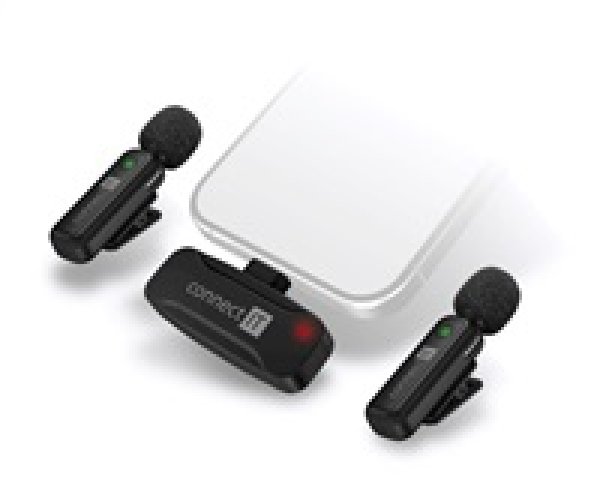 CONNECT IT Mikrofon ClipMic, 2x Bezdrátový Lavalier mikrofón s přijímačem, Lightning konektor, černá?v=1756993582