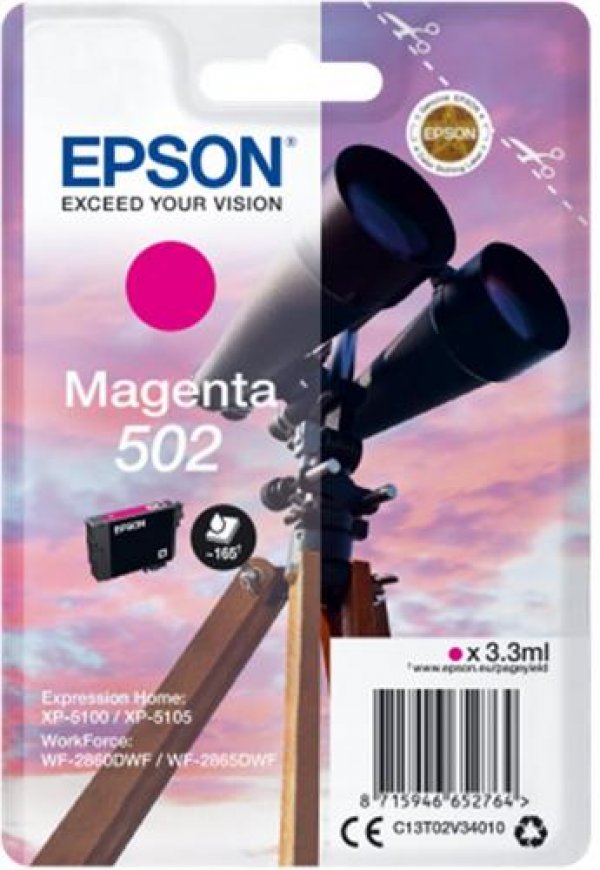 Náplň Epson 502, C13T02V34010 purpurová blistr