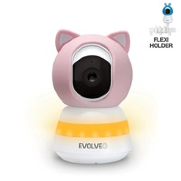 EVOLVEO Baby Monitor LUX- Chytrá 360° videochůvička s nočním viděním, detekcí pláče a pohybu, růžová