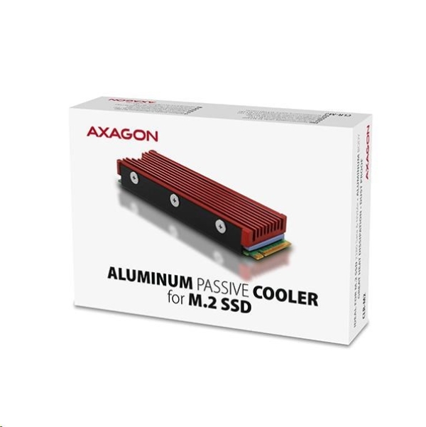 AXAGON CLR-M2, hliníkový pasivní chladič pro oboustranný M.2 SSD disk, výška 12 mm