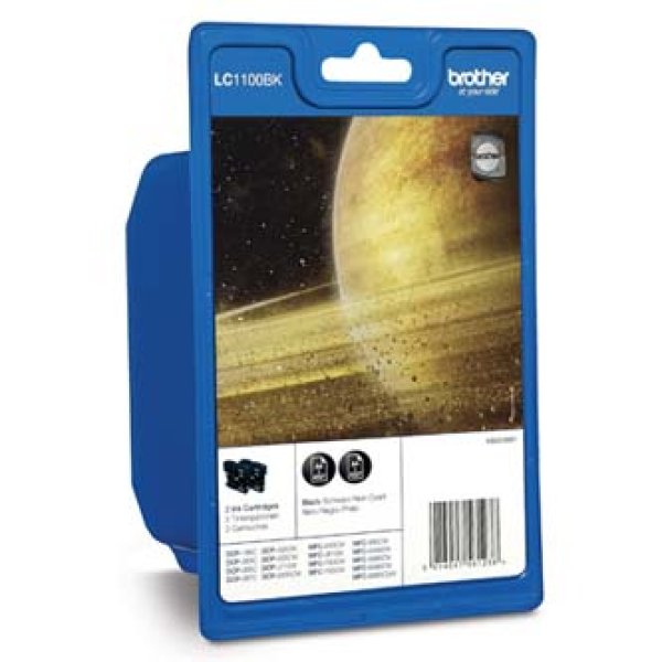 Náplň Brother LC-1100BKBP2 černá 2-pack blistr