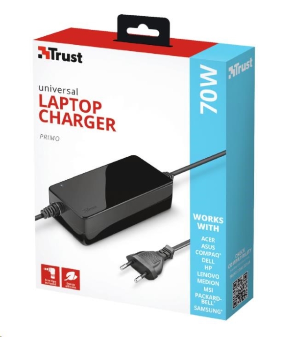 TRUST Univerzální napájecí adaptér pro notebooky Primo 70W-19V Laptop Charger