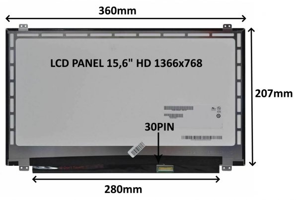 LCD PANEL 15,6'' HD 1366x768 30PIN LESKLÝ / ÚCHYTY NAHOŘE A DOLE?v=1746165602