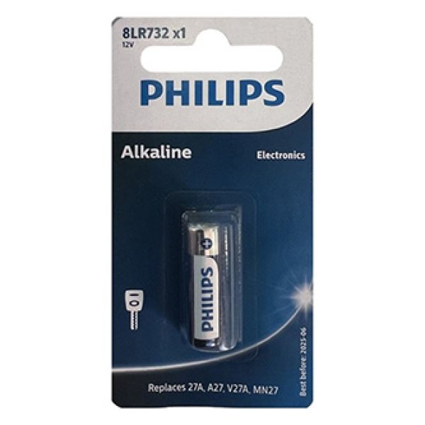 Baterie alkalická, A27, A27, 12V, PHILIPS, blistr, 1-pack, 8LR732/01B, MN27,GP27A,L828,V27GA,EL812,MS27?v=1749297606