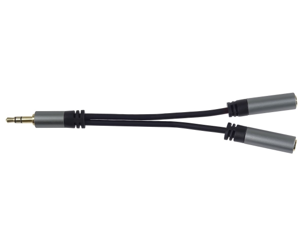 PremiumCord rozdvojka HQ 3,5mm Jack Male - 2x Jack Female 15cm