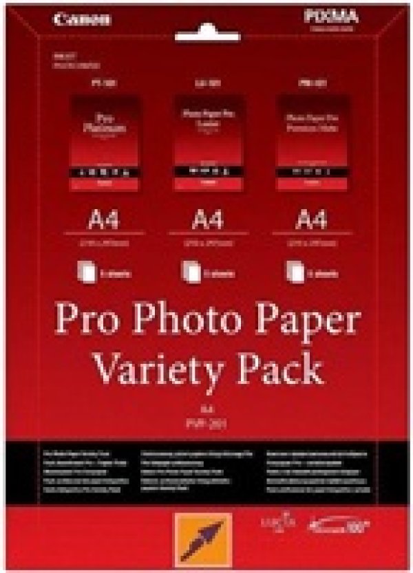 Canon Photo Paper Pro Variety Pack PVP-201, foto papír, 5x matný PM-101, 5x lesklý PT-101, 5x LU-101 typ bílý, A4, 15 ks, 6211B021