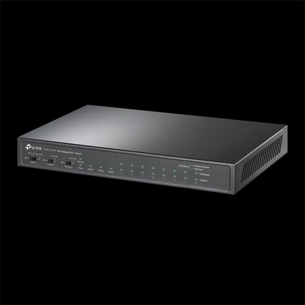 TP-Link CCTV switch TL-SL1311P (8x100Mb/s, 2xGbE, 1xSFP, 8xPoE+, 65W, fanless)
