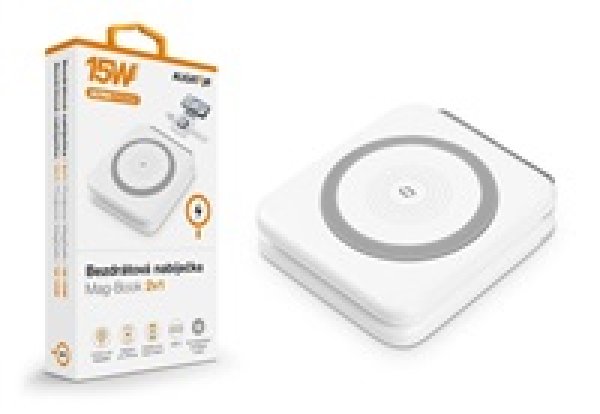 Bezdrátová nabíječka ALIGATOR Mag-Book 2v1, určeno pro MagSafe a nabíjení Apple Watch, 15W, bílá